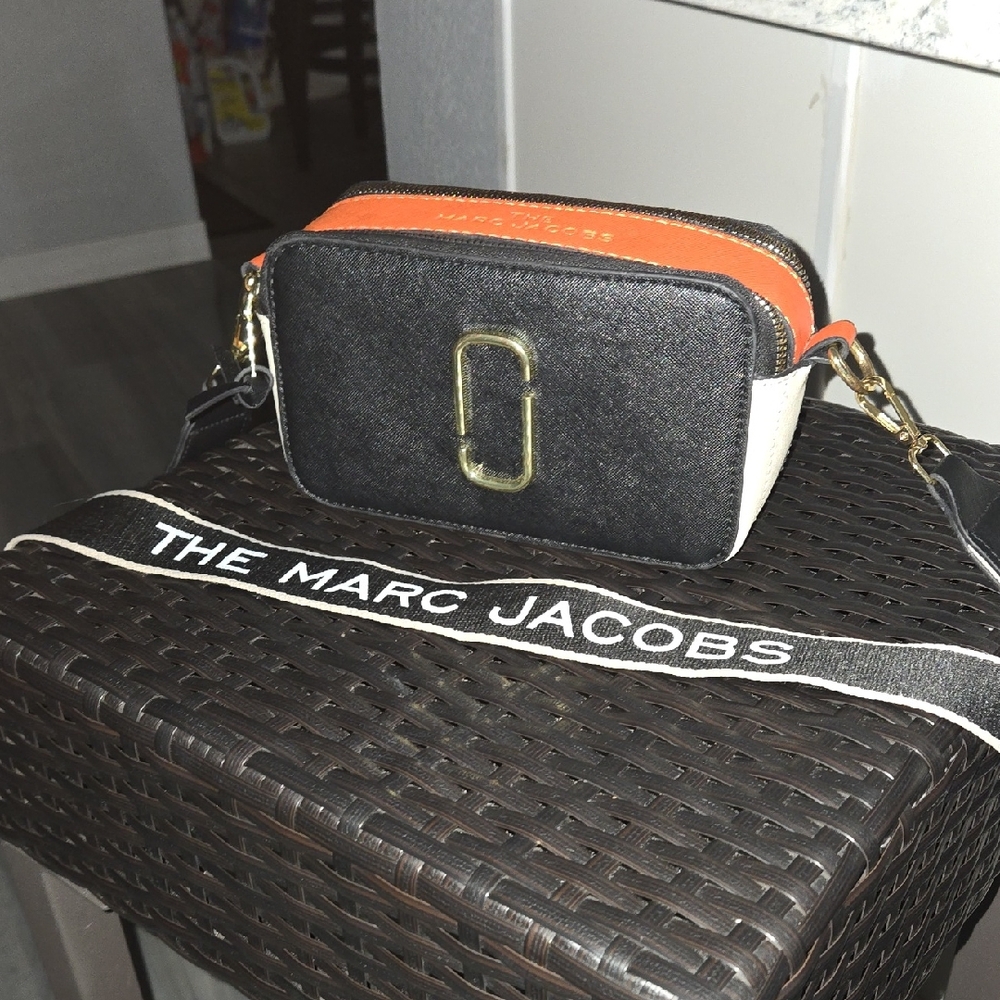 Marc Jacobs Tricolor Snapshot Crossbody — Black, Orange & White